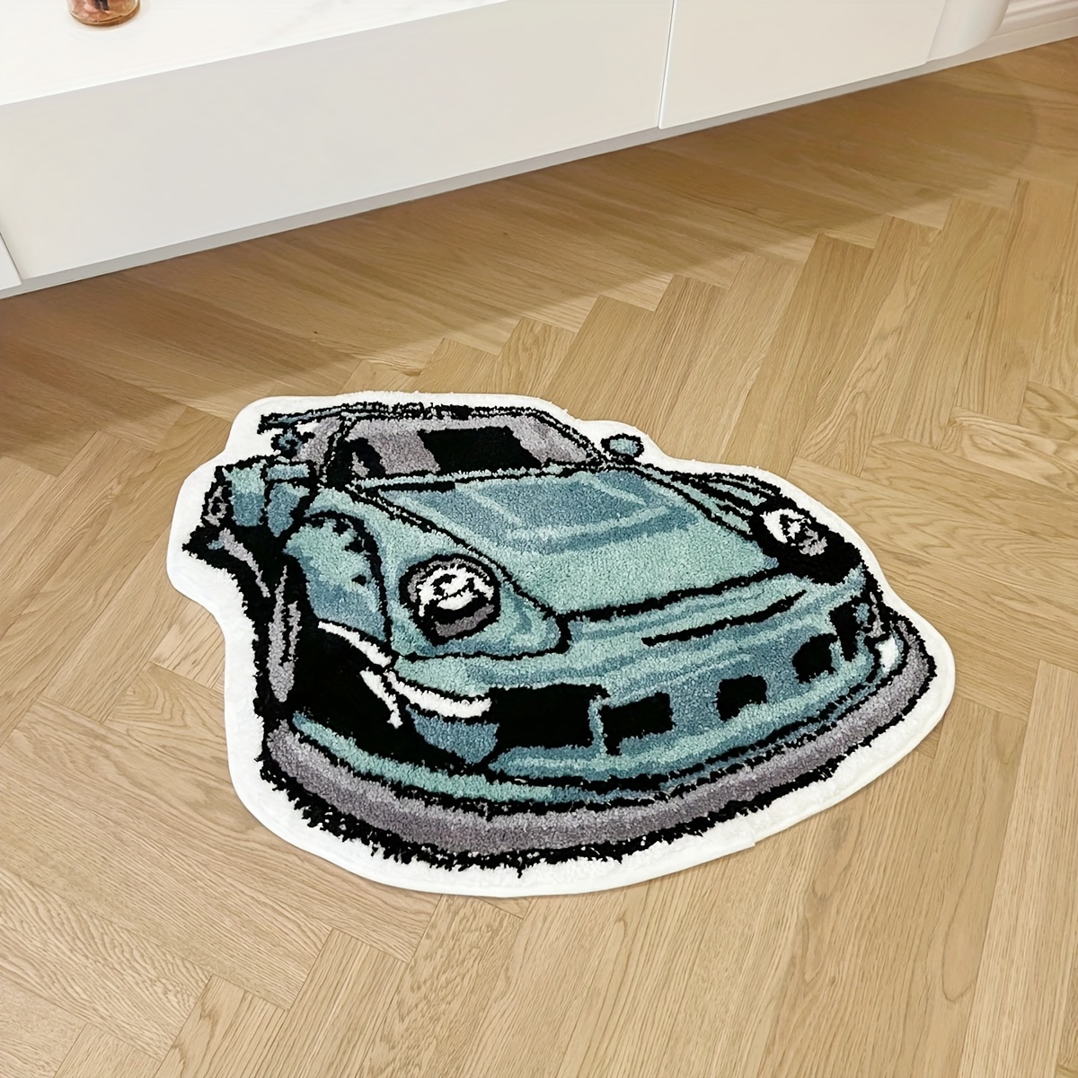 Machine Washable Polyester Car-Shaped Area Rug - Non-Slip Soft Accent Floor Mat for Living Room, Bedroom, Entryway