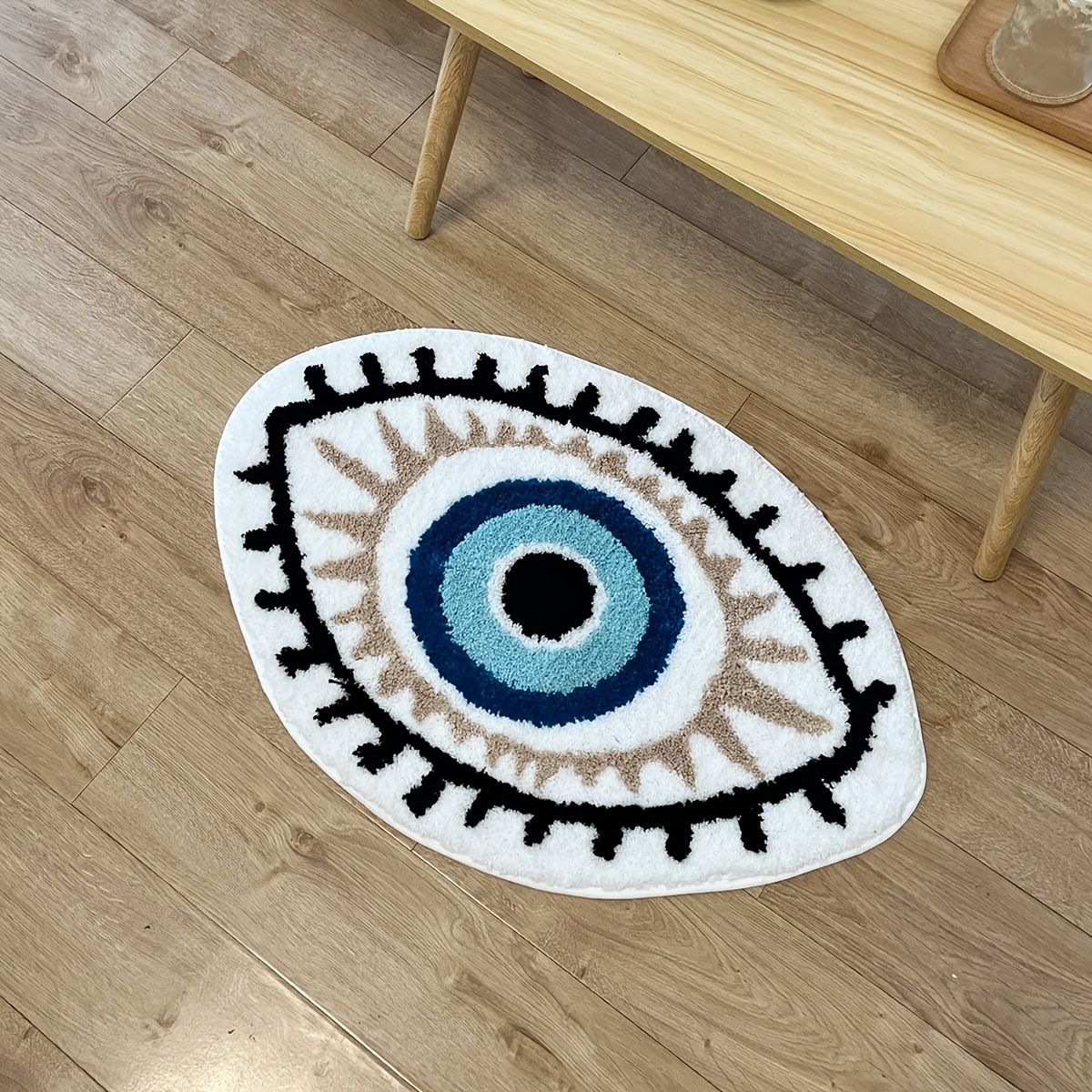 LAKEA White Evil Eye Rug Bath Mat Non-Slip Kitchen Mat Absorbent Tufted Kids Bathroom Washable Eye Shaped Shaggy Floor Carpet for Pets