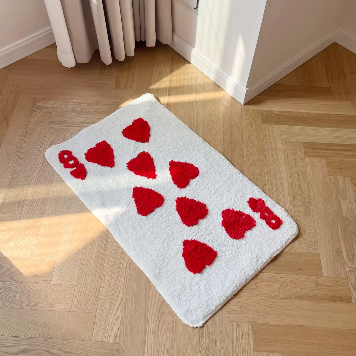Poker Card Heart 8 Tufted Rug Funny No. Eight Rug Tapis Toilet Floor Door Pad Soft Anti Slip Dorm Home Decor Safety Tidy Pad
