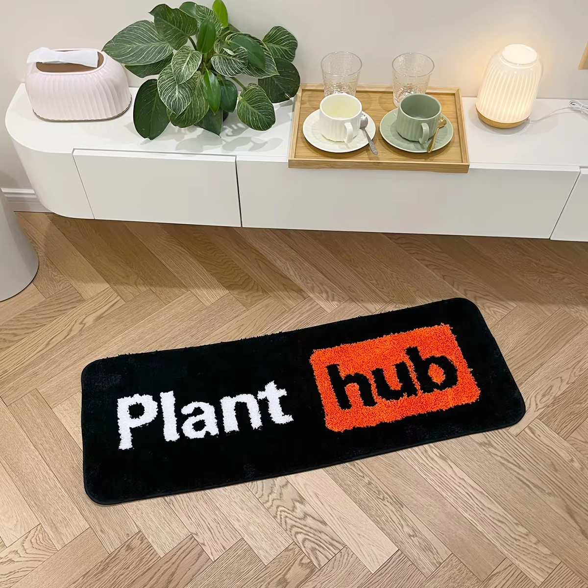 LAKEA Modern Tufted Mat Plant Hub Rugs Funny Quirky Room Decor Spoof Carpet Fluffy Rectangular for Car Kitchen Yoga Door Carpets