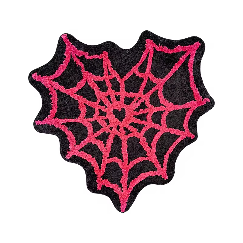 Spider Web Tufted Rug Living Room Carpet Black Pink Soft Fluffy Mat Bedroom Rug Floor Anti Slip Pad Aesthetic Home Nursery Decor