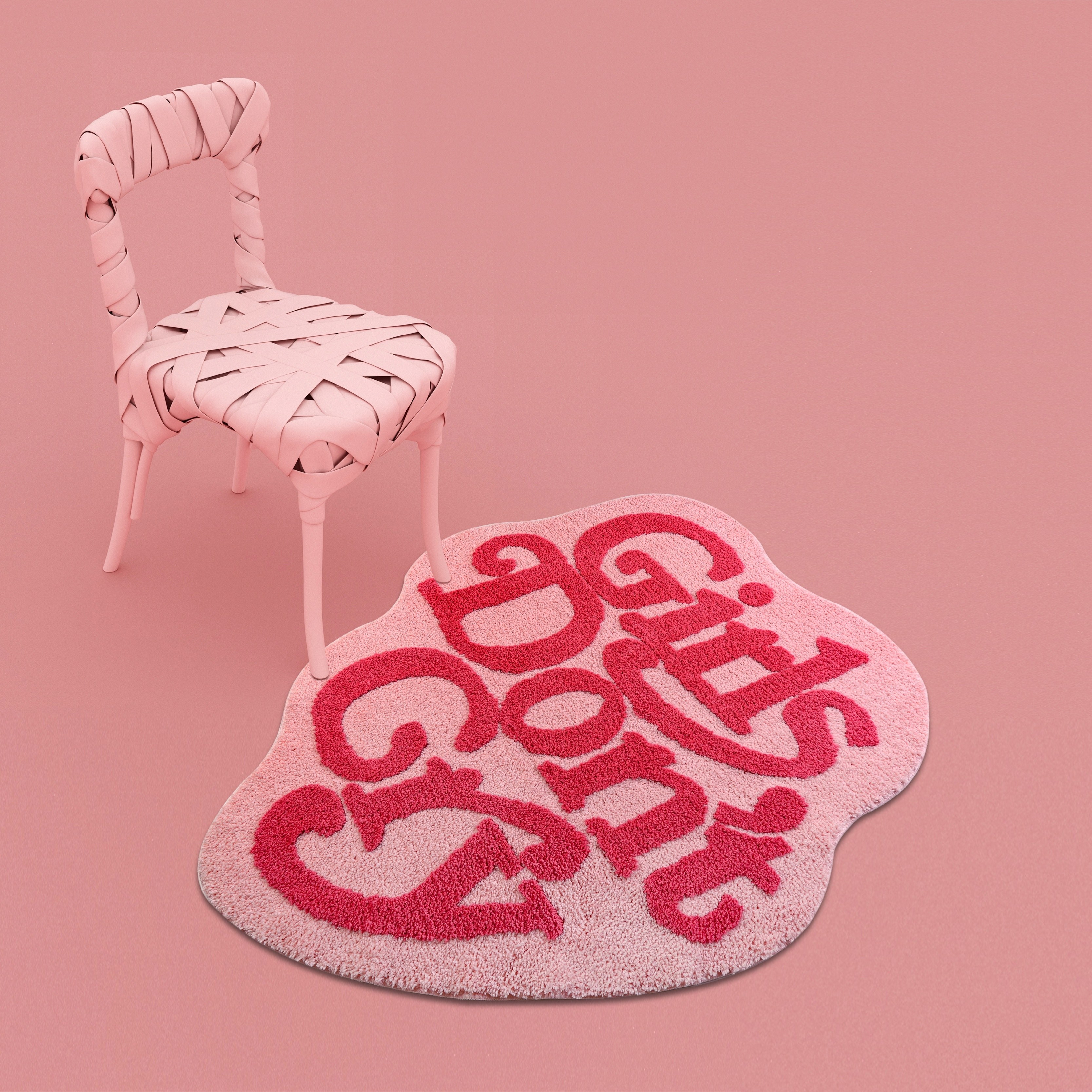 Non-Slip Polyester Shaggy Area Rug - Tufted, Machine Washable with Rubber Backing - Faux Wool "Girls Don't Cry" Decorative Mat for Bedroom, Living Room - Irregular Shape, Soft Home Accent Under 2.16m²