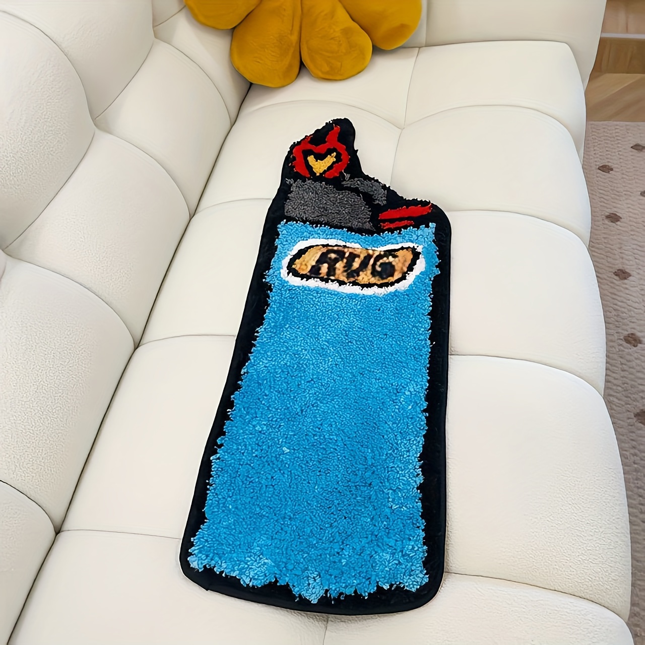 Blue Rug Lighter Tufted Rug Art Rug for Bedroom Living Room Retro Rainbow Fluffy Anti-slip Bath Bathroom Rug Nonslip Mat Home Decor