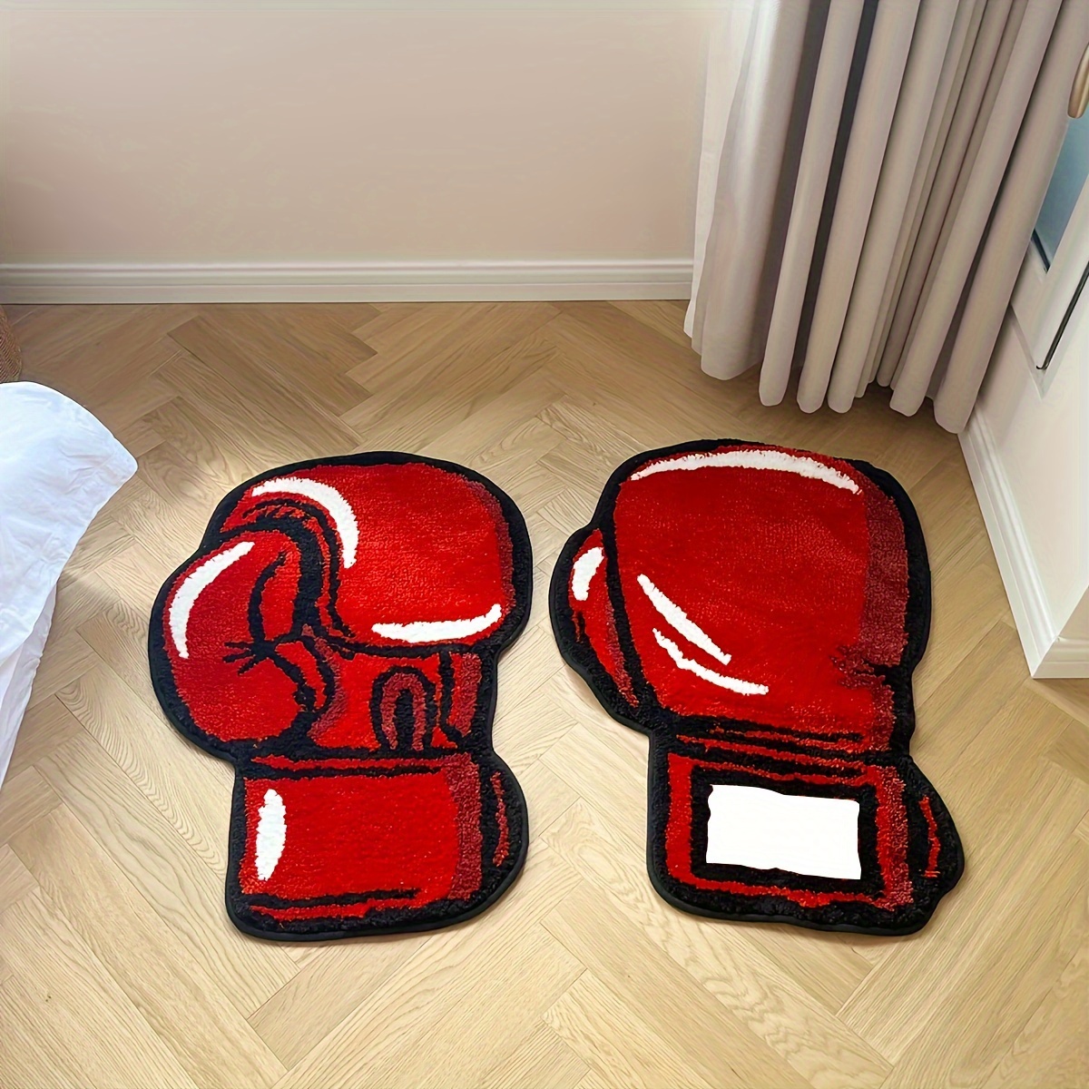 One Pair Of Boxing Gloves Tufted Rugs Gym Rug Indoor Home Decoration Gifts Accent Round Tufting Soft Rug Perfect Gift Room Decoration