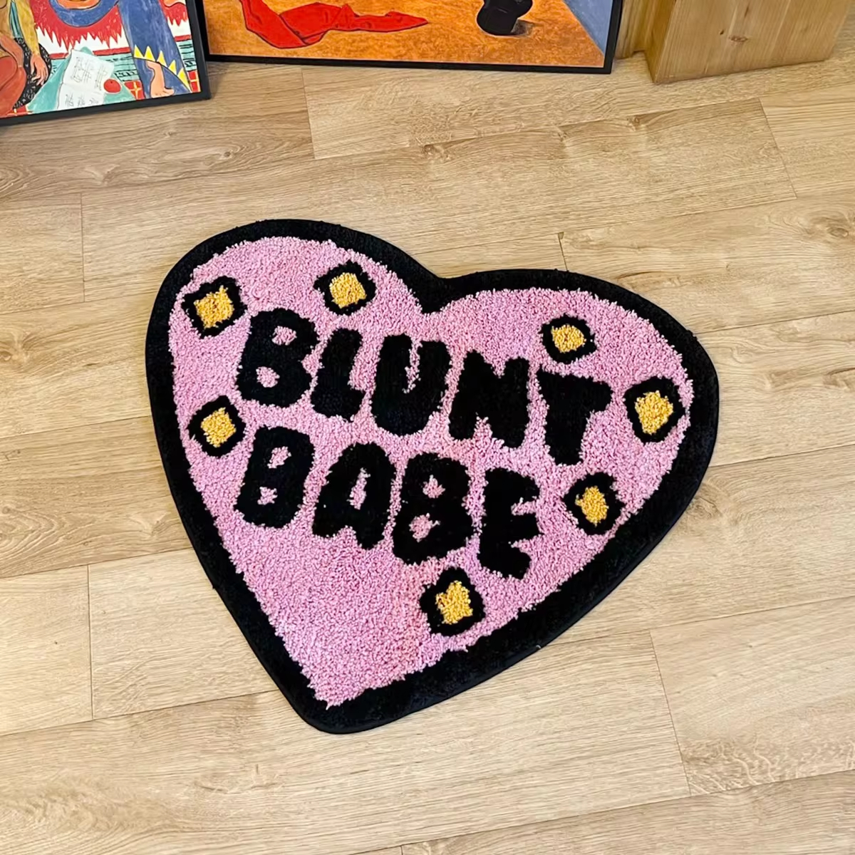 LAKEA Blunt Babe Tufting Rug 100% Handmade Pink Heart Shape Tufted Rug Bathmat Bedroom Carpet Cloakroom Mat Floor Pad Home Decor