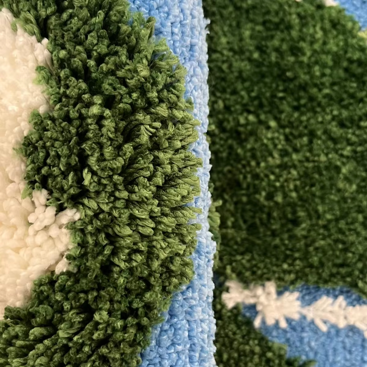 Oval Lotus Leaf Pattern Fluffy Rug - Green & Blue Water Landscape Plush Carpet, Soft Non-Slip Washable Floor Mat, Fresh Nature Style Home Decor for Bedroom, Living Room, Kids Room, Entryway Cluster Rug