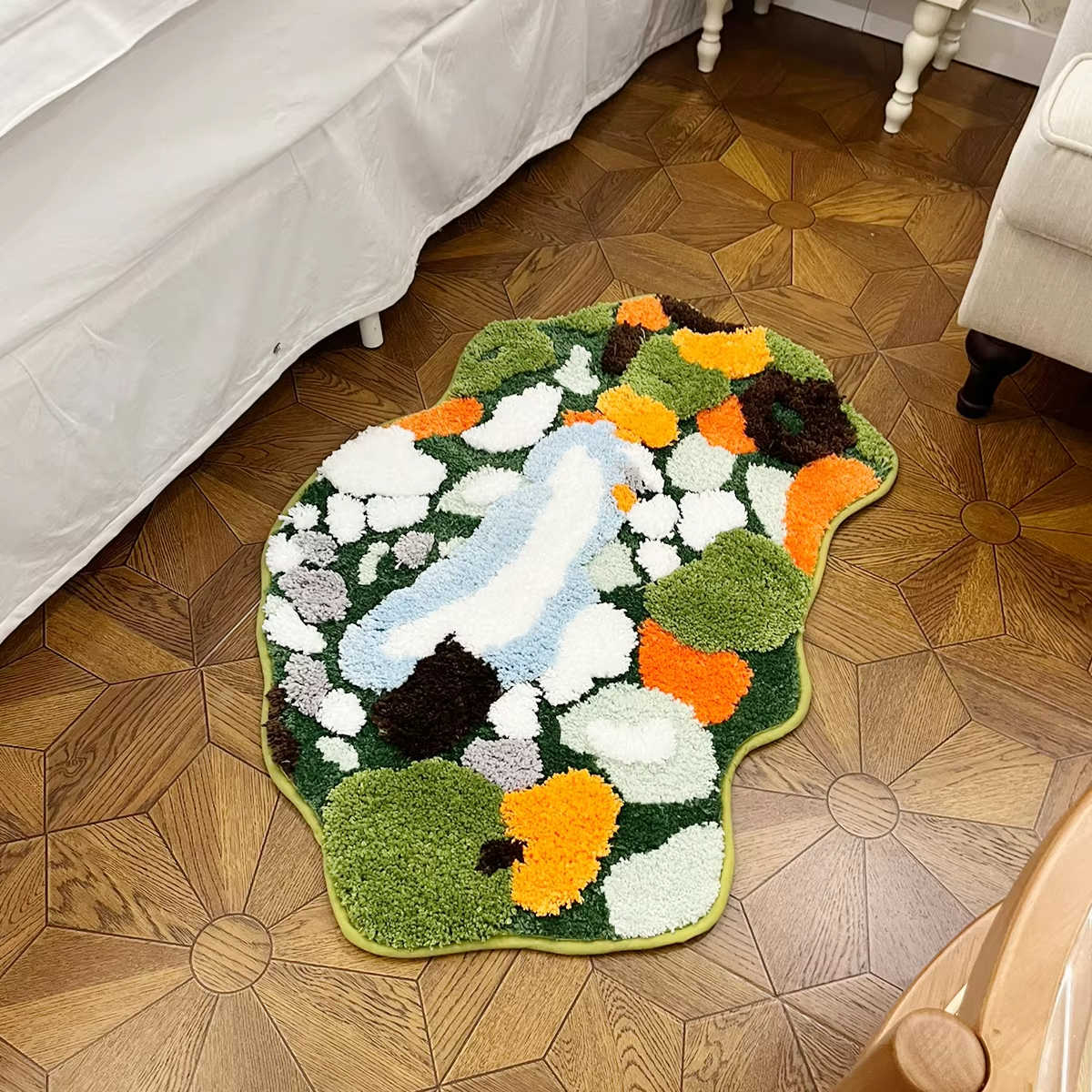 MOSS Luxury Green Moss Style Turfting Rugs Irregular Moss Carpet Landscape Rug Patio Nordic Fluffy Bedside Area Rug Abstract Art Mat
