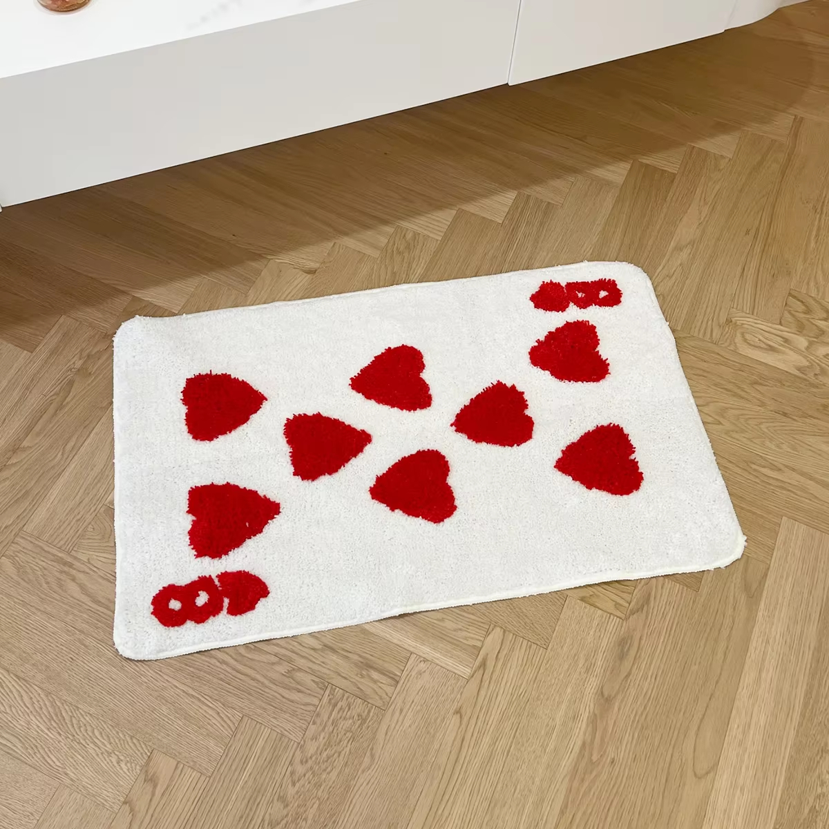 Poker Card Heart 8 Tufted Rug Funny No. Eight Rug Tapis Toilet Floor Door Pad Soft Anti Slip Dorm Home Decor Safety Tidy Pad