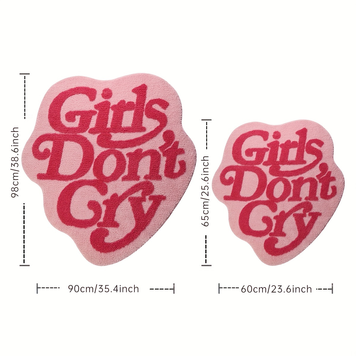 Non-Slip Polyester Shaggy Area Rug - Tufted, Machine Washable with Rubber Backing - Faux Wool "Girls Don't Cry" Decorative Mat for Bedroom, Living Room - Irregular Shape, Soft Home Accent Under 2.16m²