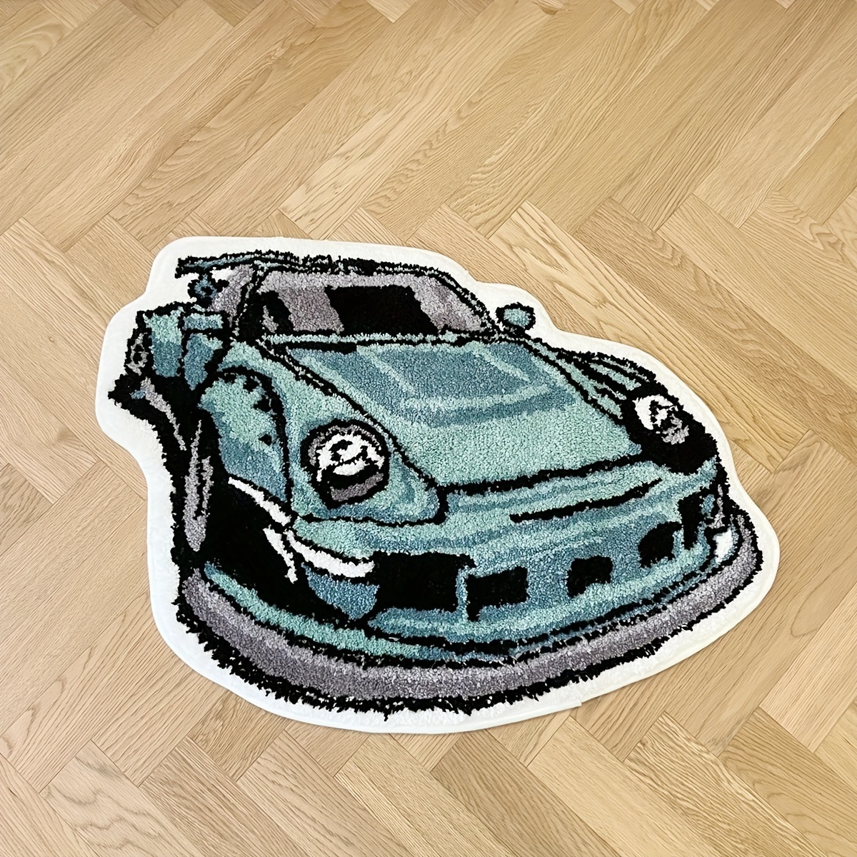 Machine Washable Polyester Car-Shaped Area Rug - Non-Slip Soft Accent Floor Mat for Living Room, Bedroom, Entryway