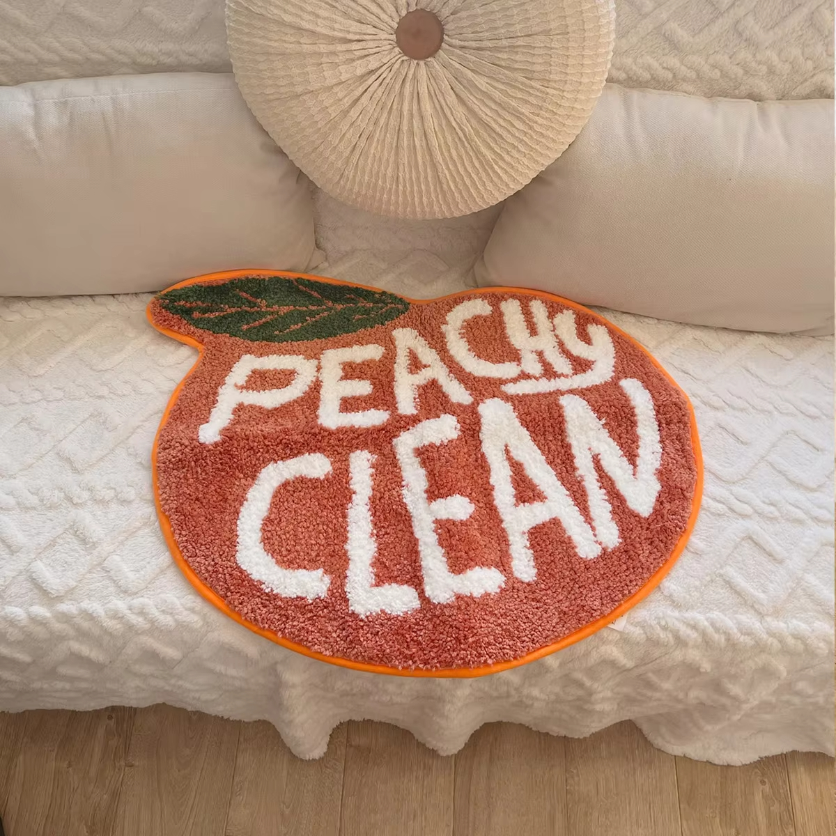 Peach Tufted Rug Tufting Soft Carpet Living Room Rug Bathroom Non-Slip Abosrbent Floor Mat Girls Bedroom Decor Rug Dropship
