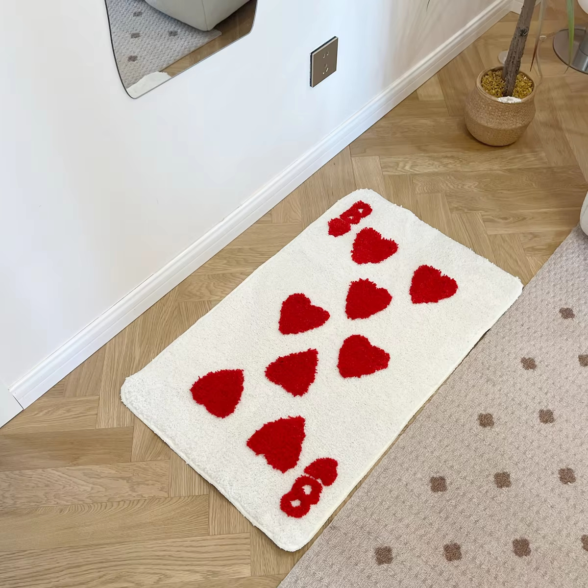 Poker Card Heart 8 Tufted Rug Funny No. Eight Rug Tapis Toilet Floor Door Pad Soft Anti Slip Dorm Home Decor Safety Tidy Pad