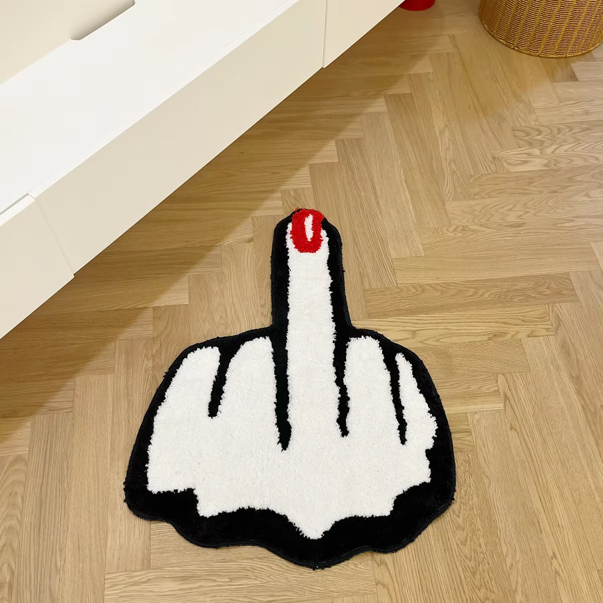 LAKEA Red Middle Finger Shaped Funny Rug Teen Bedroom Carpet for Small Room Teenage Custom Tufting Mat Ultra Soft Mat with Yarn