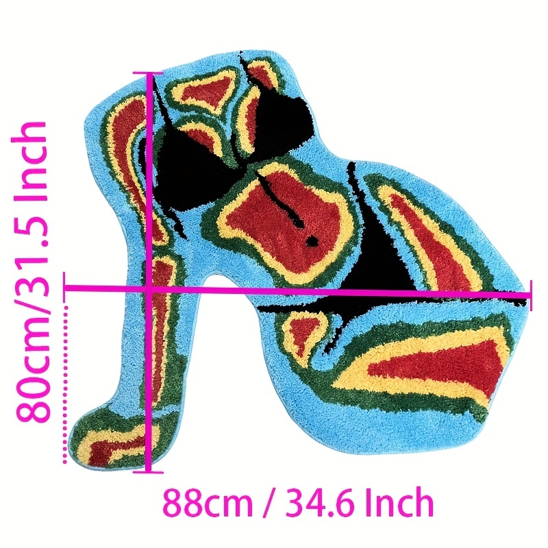 Unique Body-Shaped Flocked Area Rug - Durable, Non-Slip, Waterproof & Stain-Resistant, Perfect For Living Room & Bedroom Decor, Machine Washable, Indoor/
