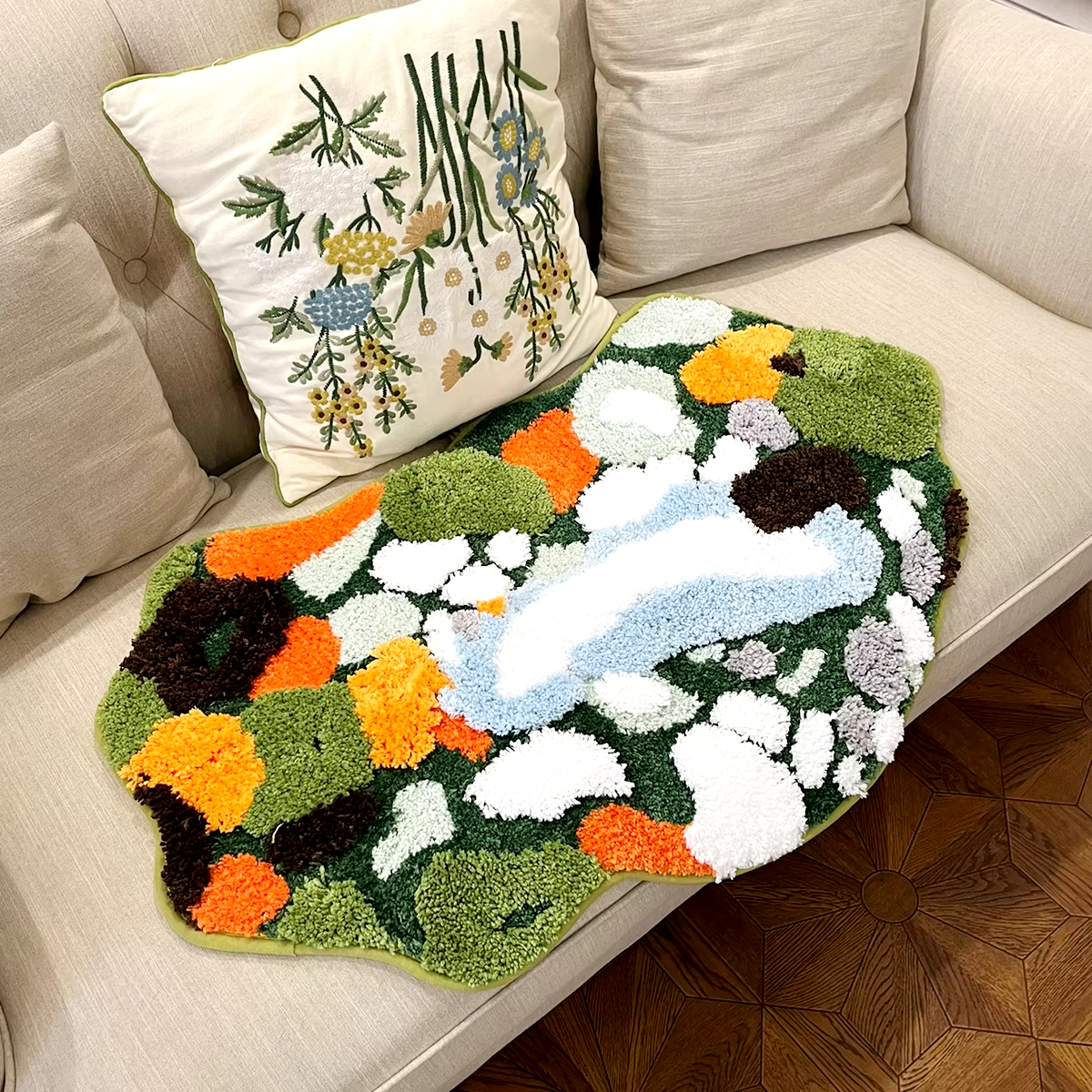 MOSS Luxury Green Moss Style Turfting Rugs Irregular Moss Carpet Landscape Rug Patio Nordic Fluffy Bedside Area Rug Abstract Art Mat