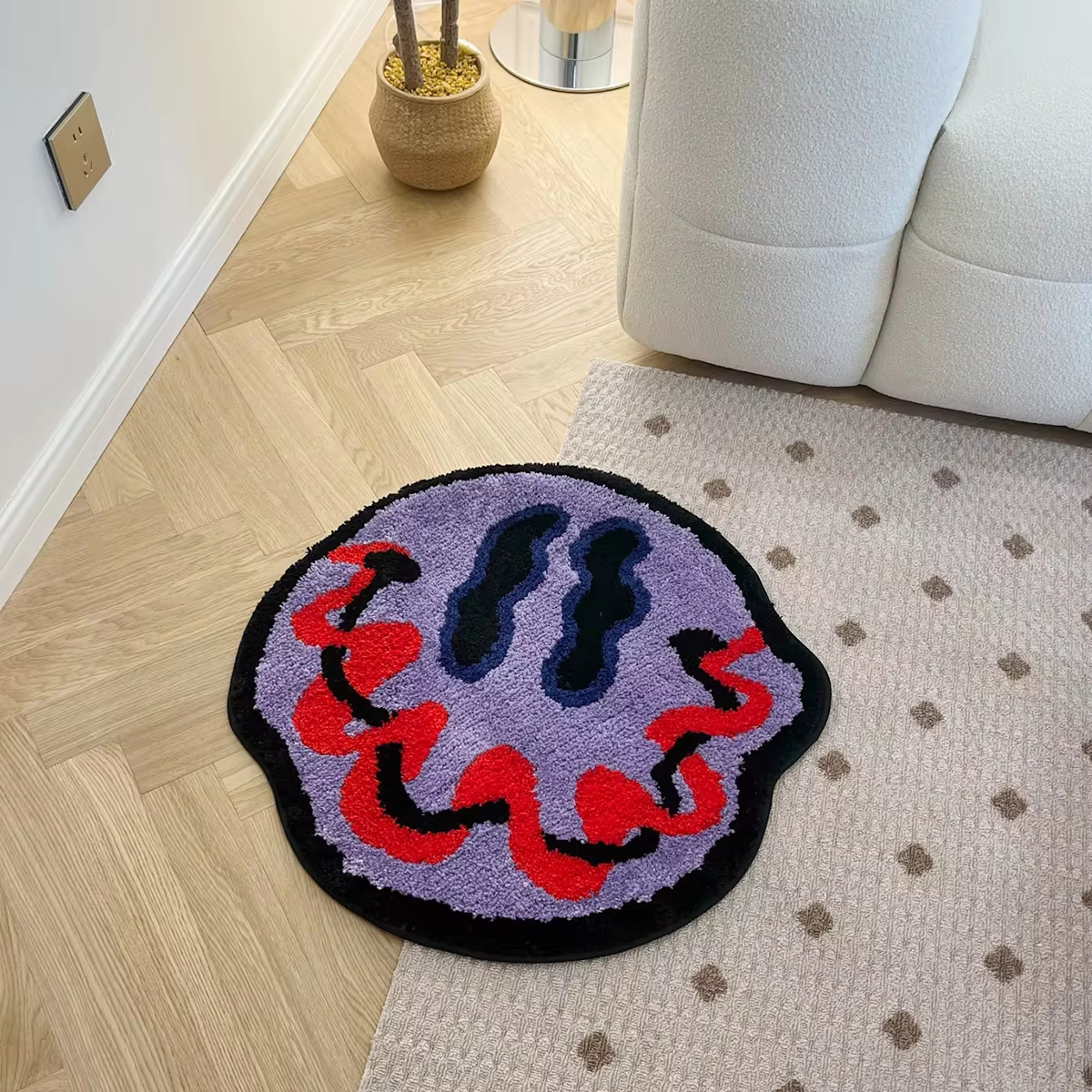 LAKEA Tufted Trippy Smiling Face Rug Handmade Carpet Custom Rug for Home Decoration or Gift 100% Tufted