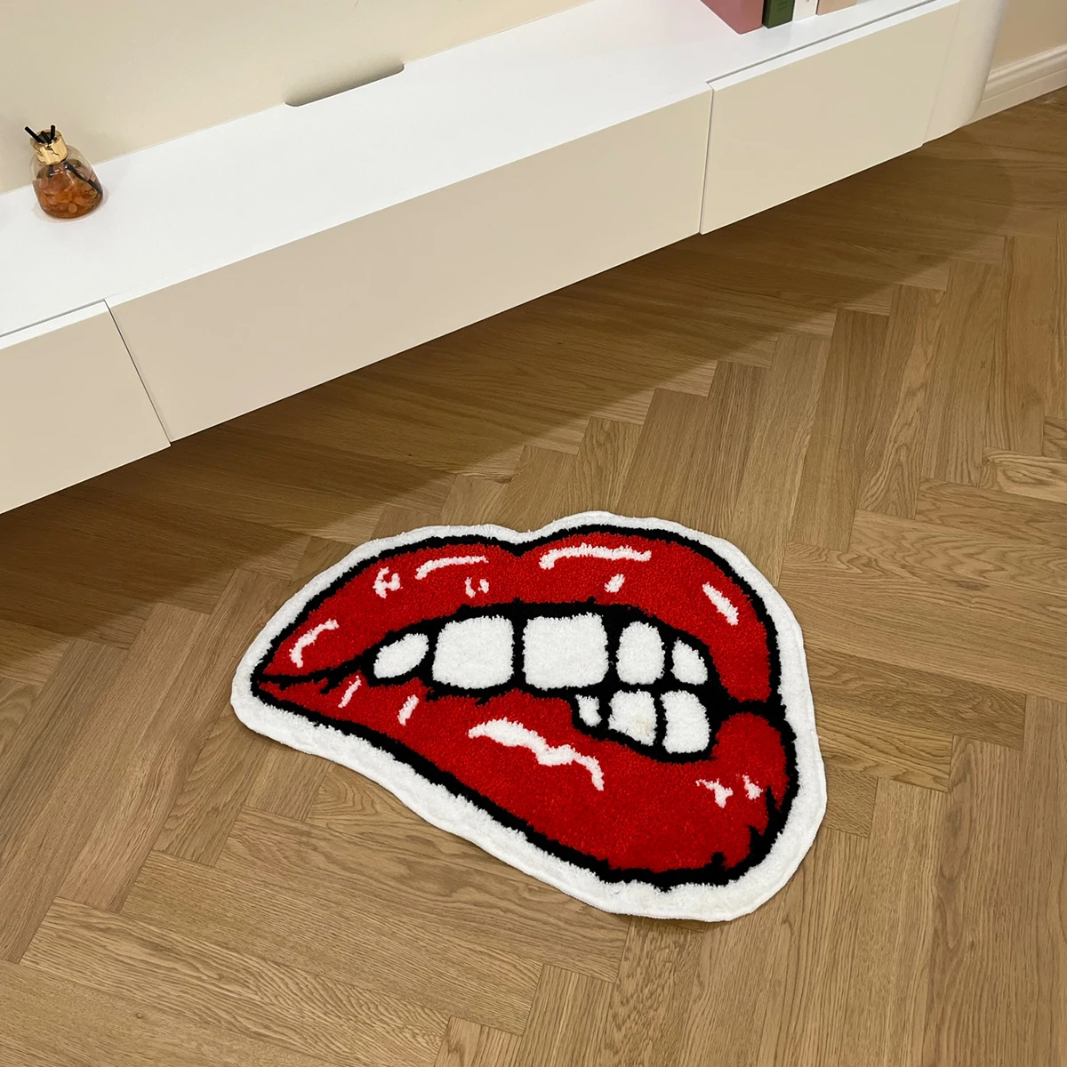 Red Lips Tufted Rug Soft Good Carpet Bathroom Floor Pad Kids Room Bedroom Anti Slip Doormat Aesthetic Home Winter Warm Decor