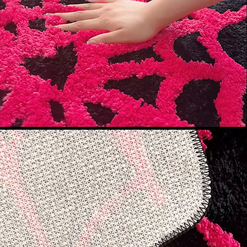 Spider Web Tufted Rug Living Room Carpet Black Pink Soft Fluffy Mat Bedroom Rug Floor Anti Slip Pad Aesthetic Home Nursery Decor