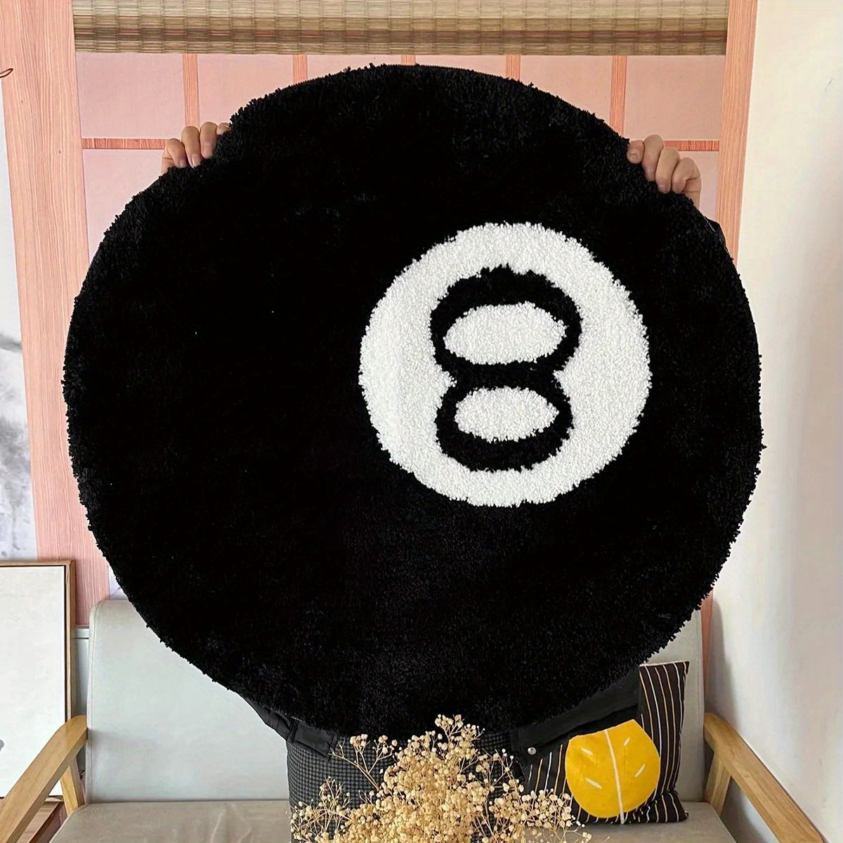 LAKEA Halloween 8 Ball Rug Indoor Home Decoration Spooky Halloween Gifts 8 Ball Accent Round Tufting Soft Rug Horror Movie Mat