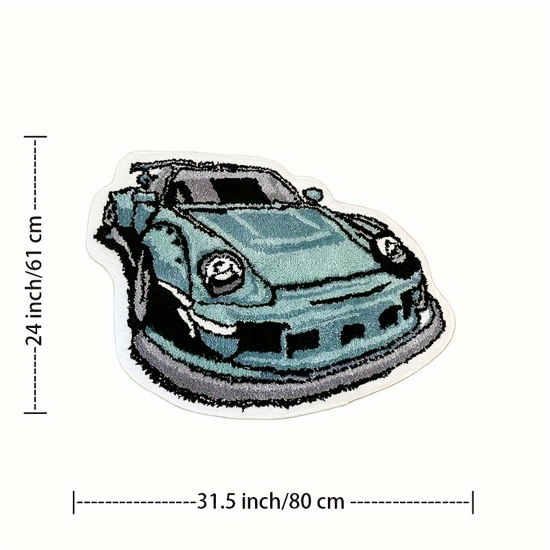 Machine Washable Polyester Car-Shaped Area Rug - Non-Slip Soft Accent Floor Mat for Living Room, Bedroom, Entryway