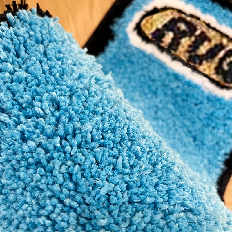 Blue Rug Lighter Tufted Rug Art Rug for Bedroom Living Room Retro Rainbow Fluffy Anti-slip Bath Bathroom Rug Nonslip Mat Home Decor