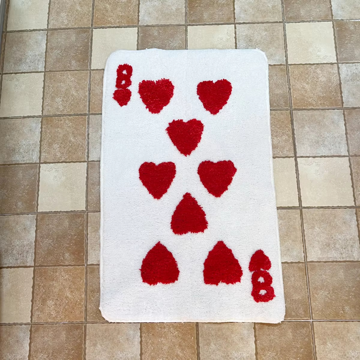 Poker Card Heart 8 Tufted Rug Funny No. Eight Rug Tapis Toilet Floor Door Pad Soft Anti Slip Dorm Home Decor Safety Tidy Pad