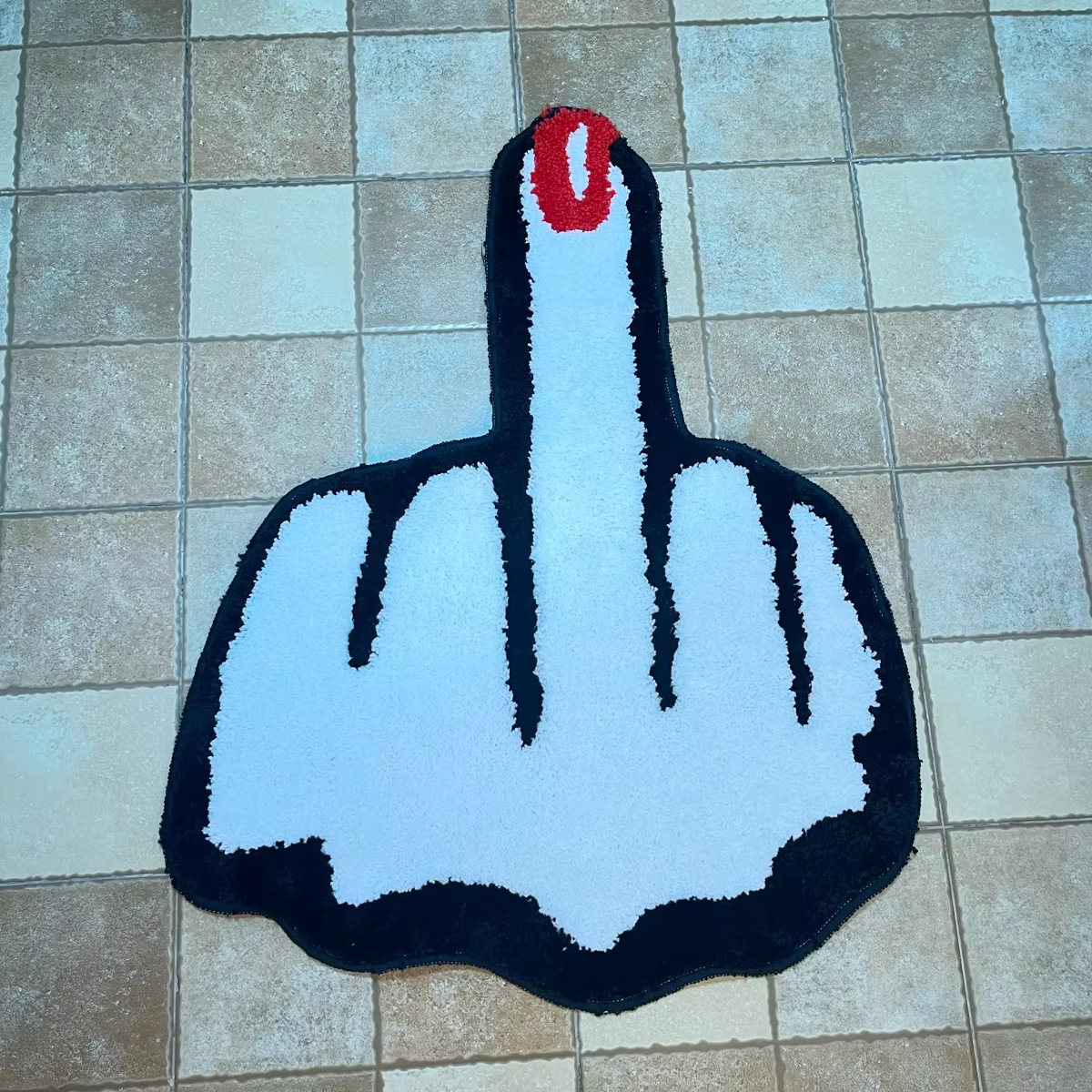 LAKEA Red Middle Finger Shaped Funny Rug Teen Bedroom Carpet for Small Room Teenage Custom Tufting Mat Ultra Soft Mat with Yarn