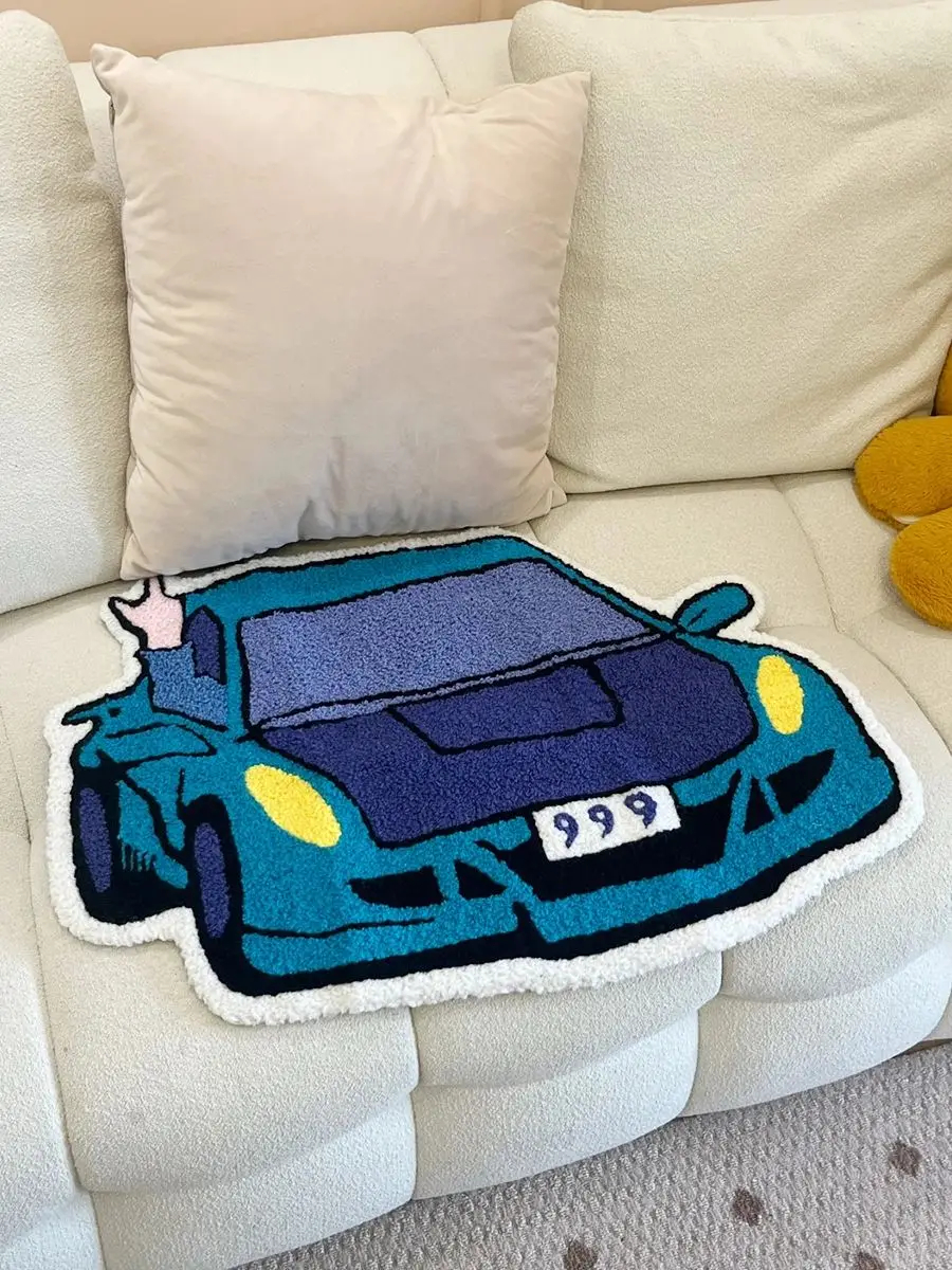 LAKEA Sports Racing Car Shape Rug Carpet Boy Living Room Bedroom Decor Carpet Embroidered Non-slip Floor Mat Doormat Home Decor