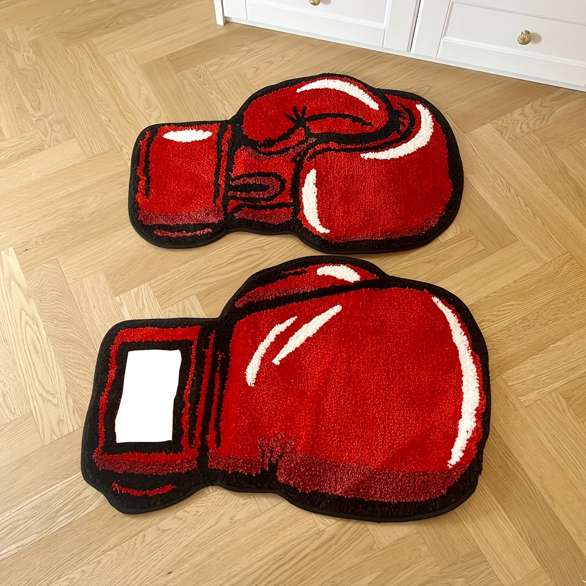 One Pair Of Boxing Gloves Tufted Rugs Gym Rug Indoor Home Decoration Gifts Accent Round Tufting Soft Rug Perfect Gift Room Decoration