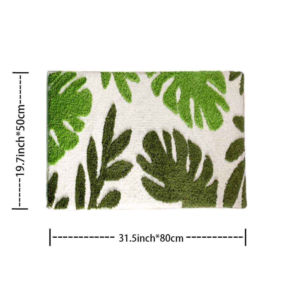 Fresh Green Tropical Leaf 3D Tufted Rug - White Base Soft Fluffy Floor Mat for Living Room Bedroom Home Decor, Monstera Plant Pattern Non-Slip Cozy Area Rug with Vibrant Botanical Design