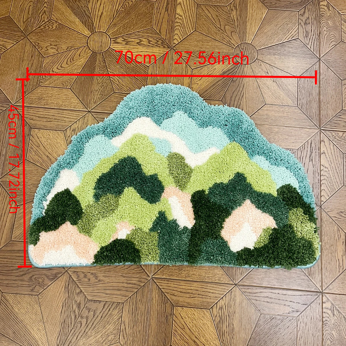 Comfortable Tufted Carpet with Multilevel Green Mountain Pattern for Home Interior Decor Non-slip Bottom Soft Touch Bedroom