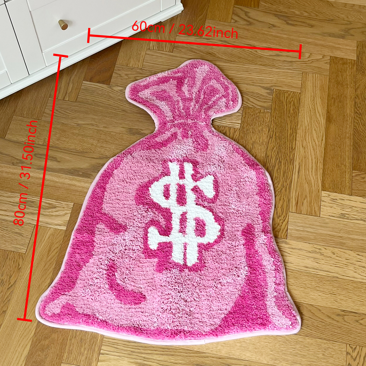 Wallet Shape Tufted Rug Pink Gril Room Anti-Slip Trippy Bedroom Handmade Flocking Rug Carpet Living Room Entrance Rug Home Decor