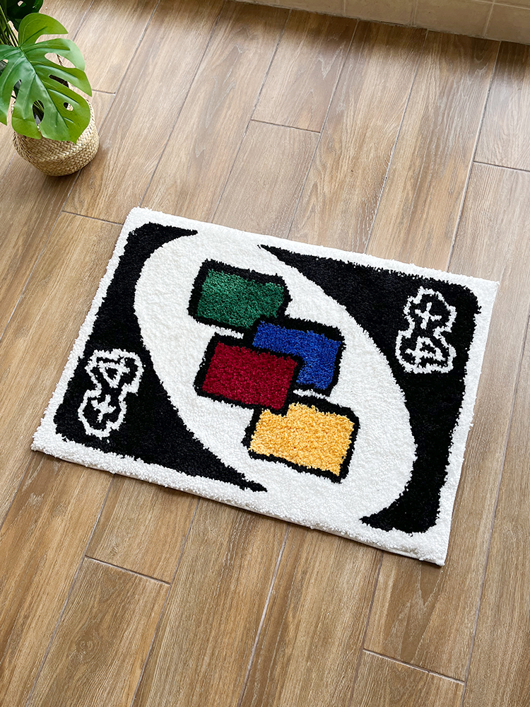 LAKEA Black Unio Card Rug for Girls Rooms Purple Handmade Tufted Rug for Birthday Gift Fluffy Tufted Rug Soft Rectangle Mat