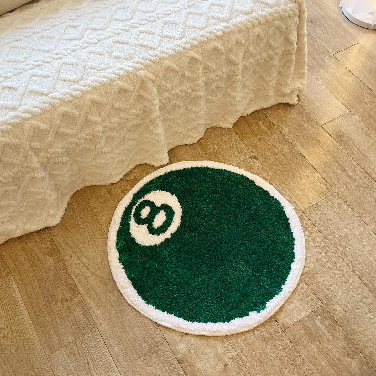Round Tufting Number 8 Rug Soft Green Mat Billiards Ball Carpet Children Bedroom Corridor Floor Foot Pad Home Room Decor Gift