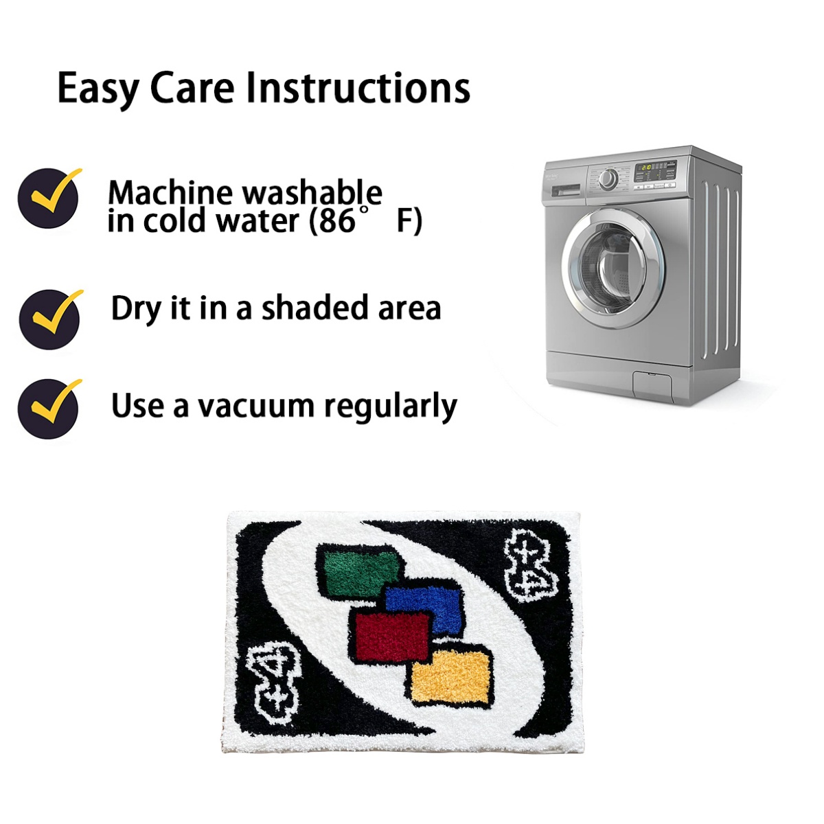 LAKEA Black Unio Card Rug for Girls Rooms Purple Handmade Tufted Rug for Birthday Gift Fluffy Tufted Rug Soft Rectangle Mat