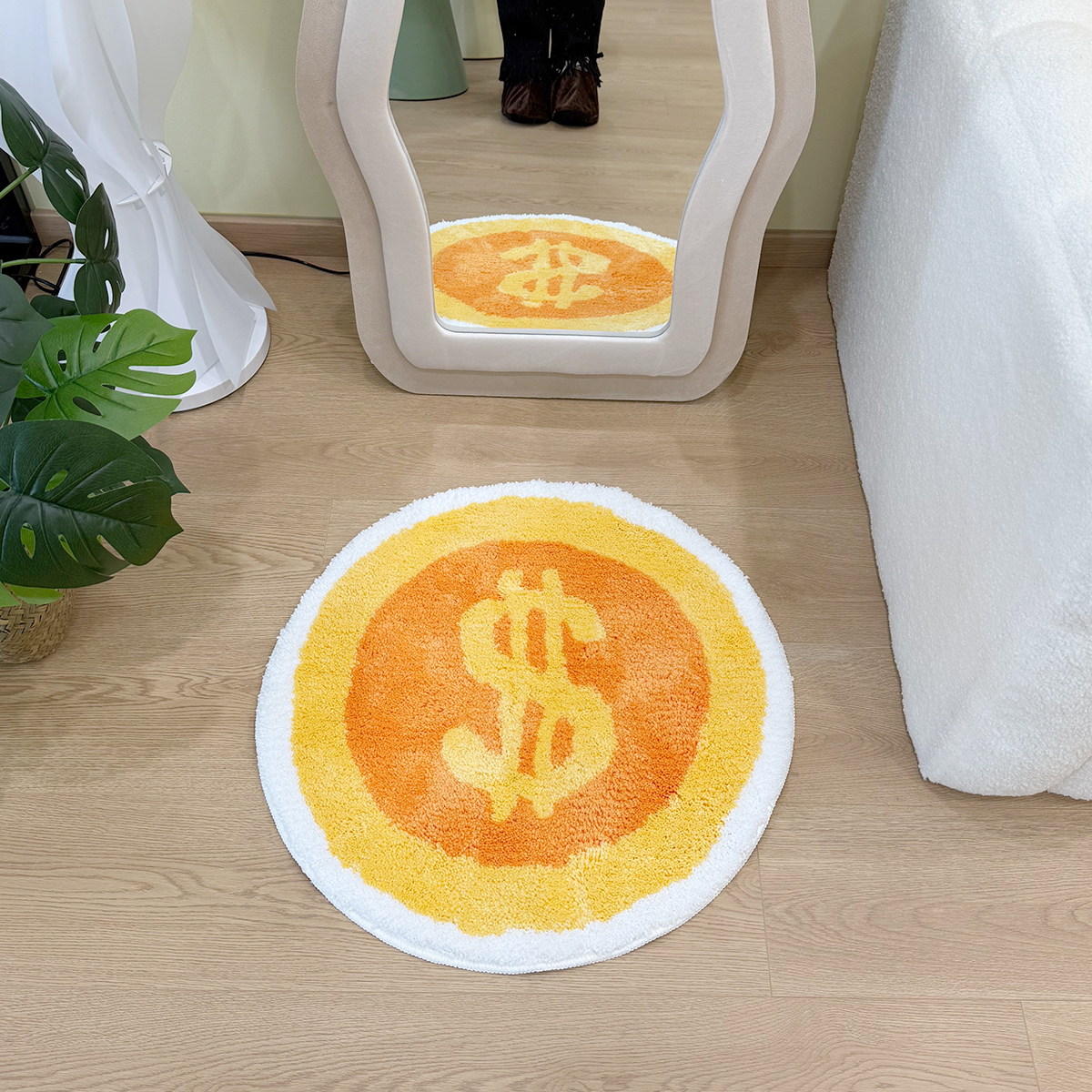 Gold Coins Tufting Rug Bathroom Mat Cartoon Bathmat Rug Carpet Entrance Doormat Floor Anti Slip Foot Pad Aesthetic Home Decor