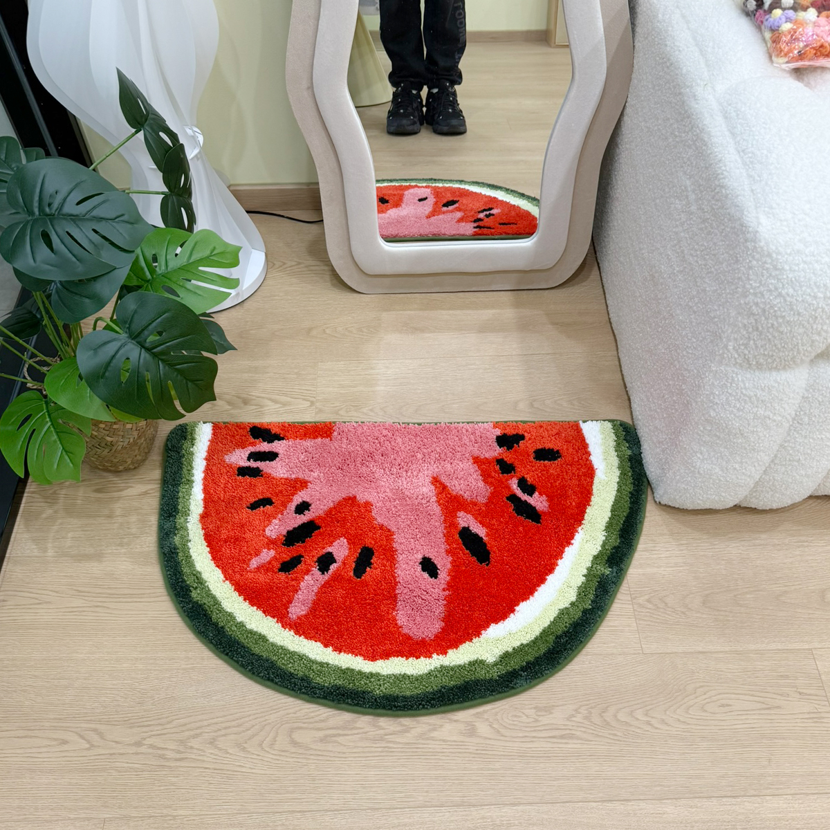 Holiday Tufting Watermelon Bathroom Mat Soft Fluffy Fruit Bedroom Carpet Bathmat Area Floor Pad Doormat Aesthetic Home Room