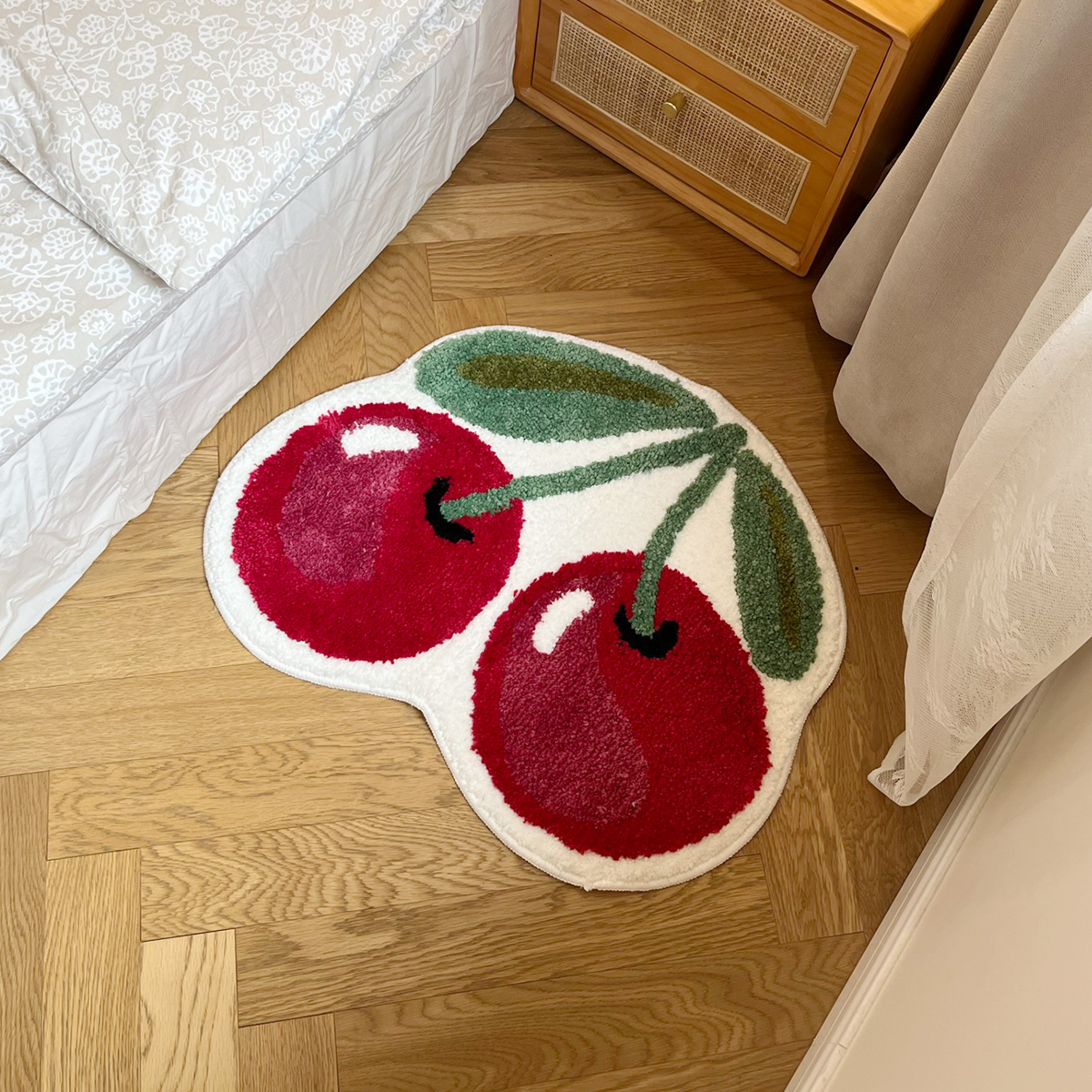  Cherry Handmade Tufting Rug Door Mat Soft Fluffy Room Bedsize Rug Absorbent Non-slip Washable Bathroom Floor Mats Doormat