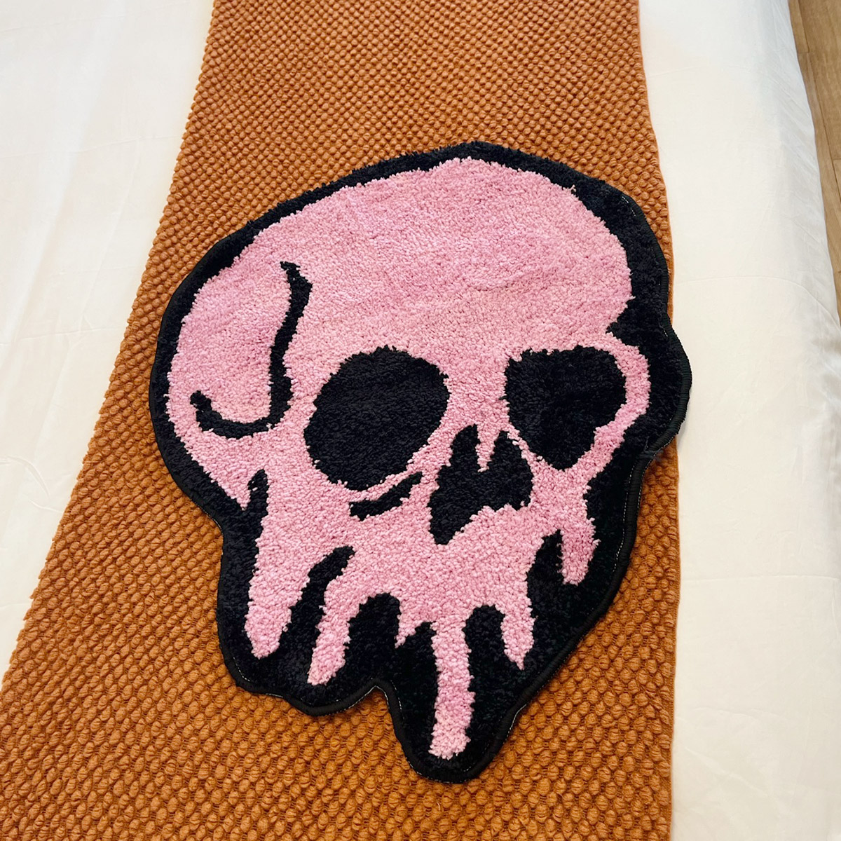 Pink Melting Skull Tufting Rug Fluffy Cartoon Animal Mat Carpet Area Floor Pad Bedroom Aesthetic Home Room Decor for Teen