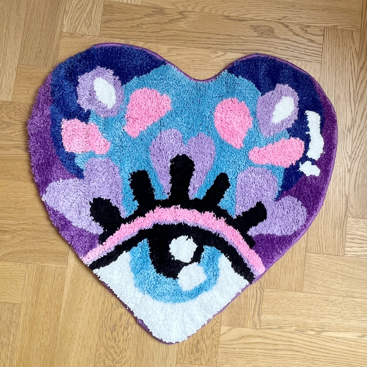 Purple Love Eye Kawaii Floor Tufted Rug Cartoon Living Room Rug Heart Shaped Doormat Bathroom Carpet Water Absorption Anti Slip