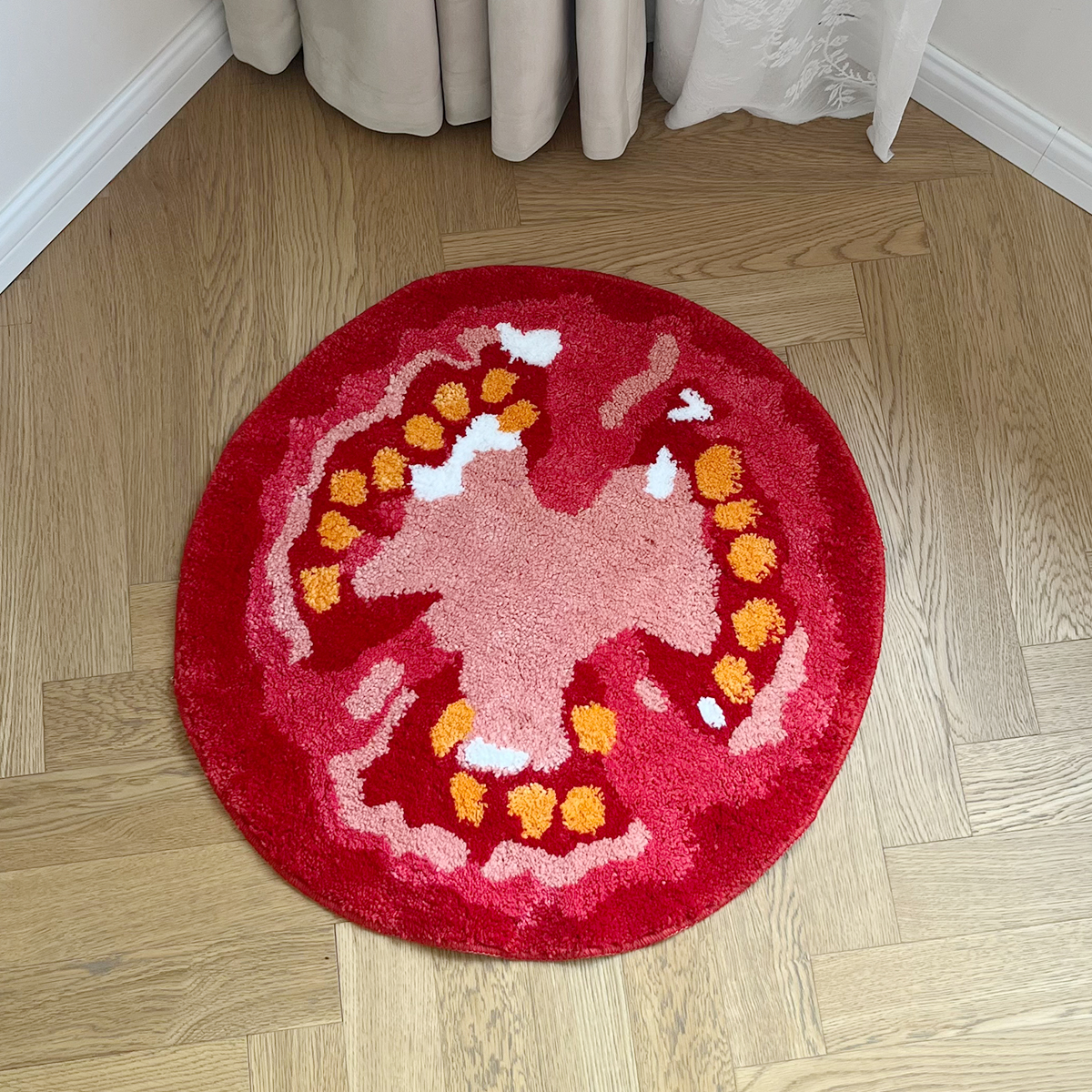 Tomato Fruit Tufted Rug Cartoon Funny Pattern Rug Living Room Indoor Entrance Floor Mat Bedroom Bedside Area Decor Rugs Soft