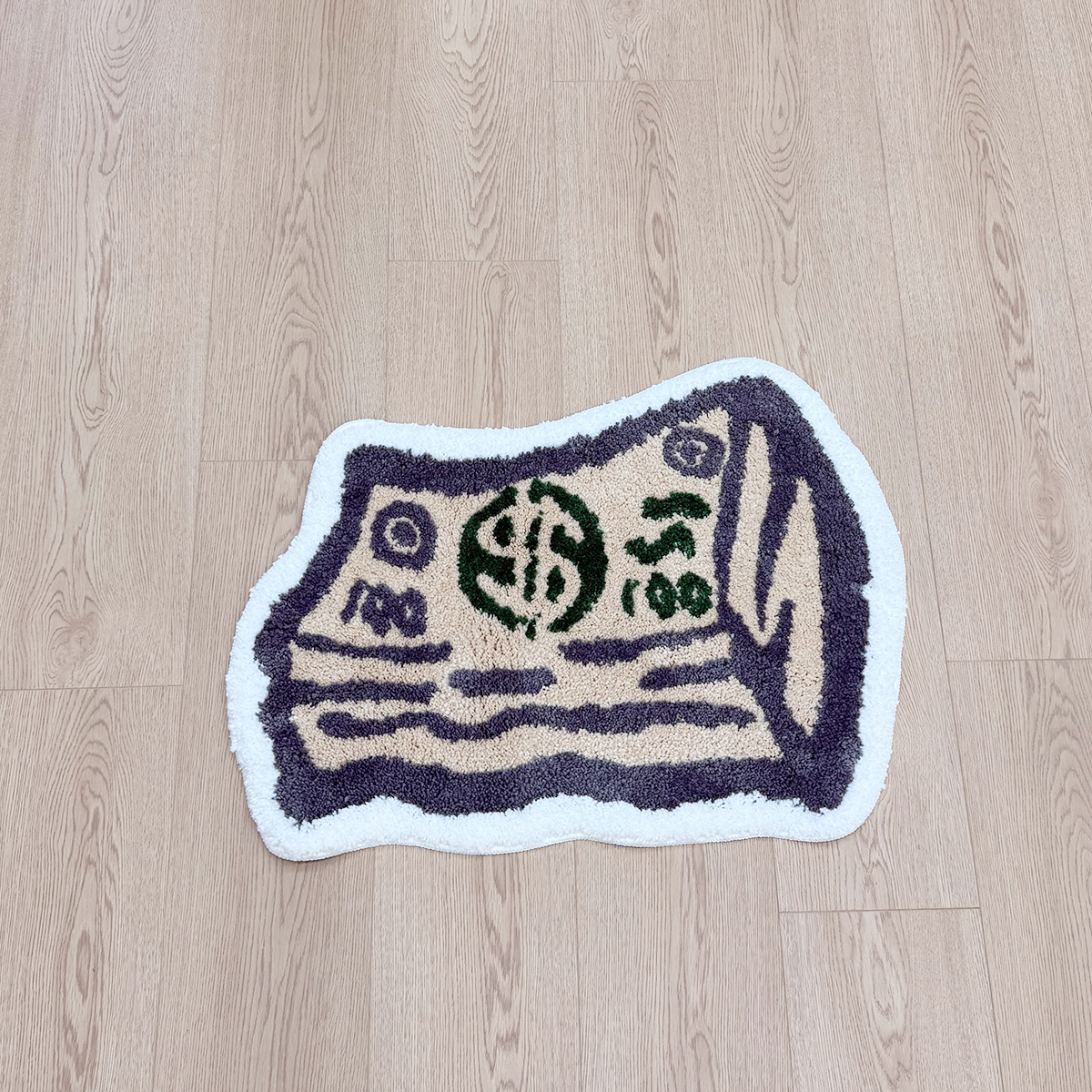 Vintage Dollar Shape Tufted Rug Bedroom Rug Chic Bedside Mat Bathmat Entrance Floor Door Carpet Pad Aesthetic Home Room Decor