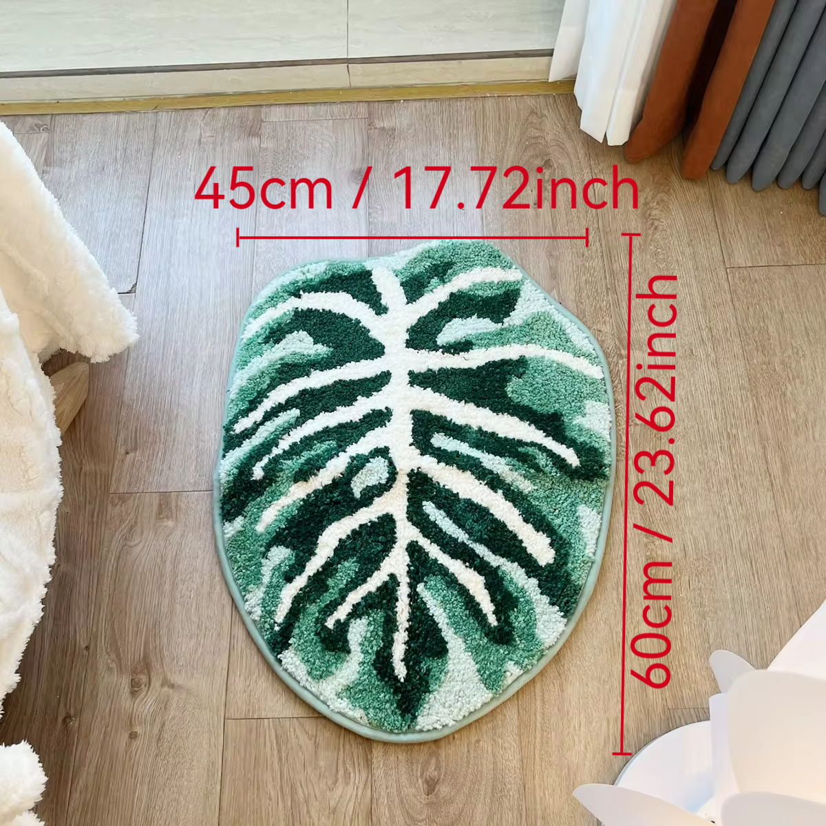 Irregular Plant Monstera Tufted Rug Tropical Leaf Area Rug for Living Room Bathroom HandmadeGreen Monstera Fluffy Bath Floor Mat