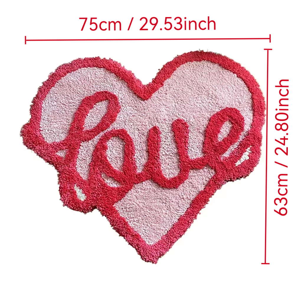 Pink Love Plushy Tufting Decorative Rug Flocking Alfombra Fluffy Soft Love Mat for Girl Bedroom Living Room Carpet Warm Decor