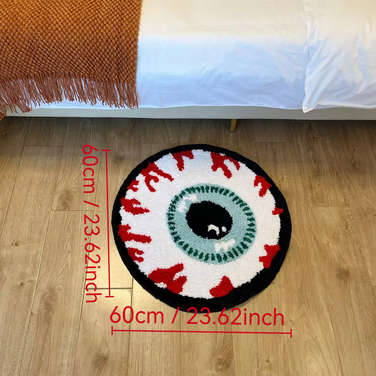Bursting Eyeball Handmade Tufted Rug Doormat Fluffy Tufted Soft Area Rug Circular Thickened Antislip Carpet Living Room Bedroom
