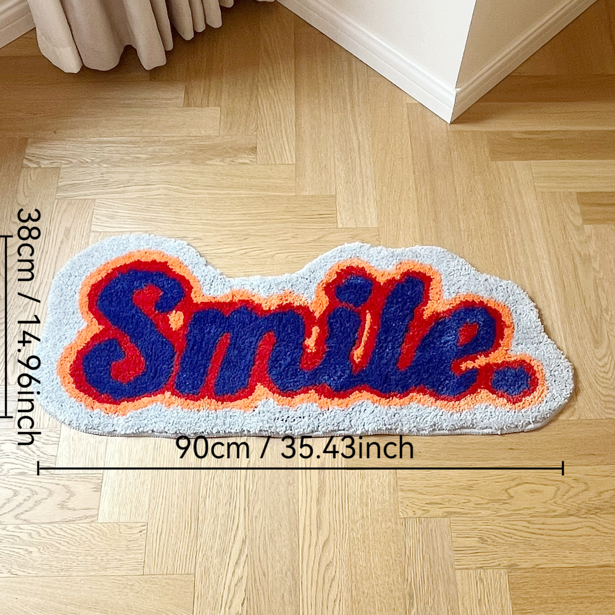 Letter Element Smile Flocking Rug Soft Plushy Clouds Mat Carpet Bathroom Floor Pad Bedroom Doormat Aesthetic Home Room Winter