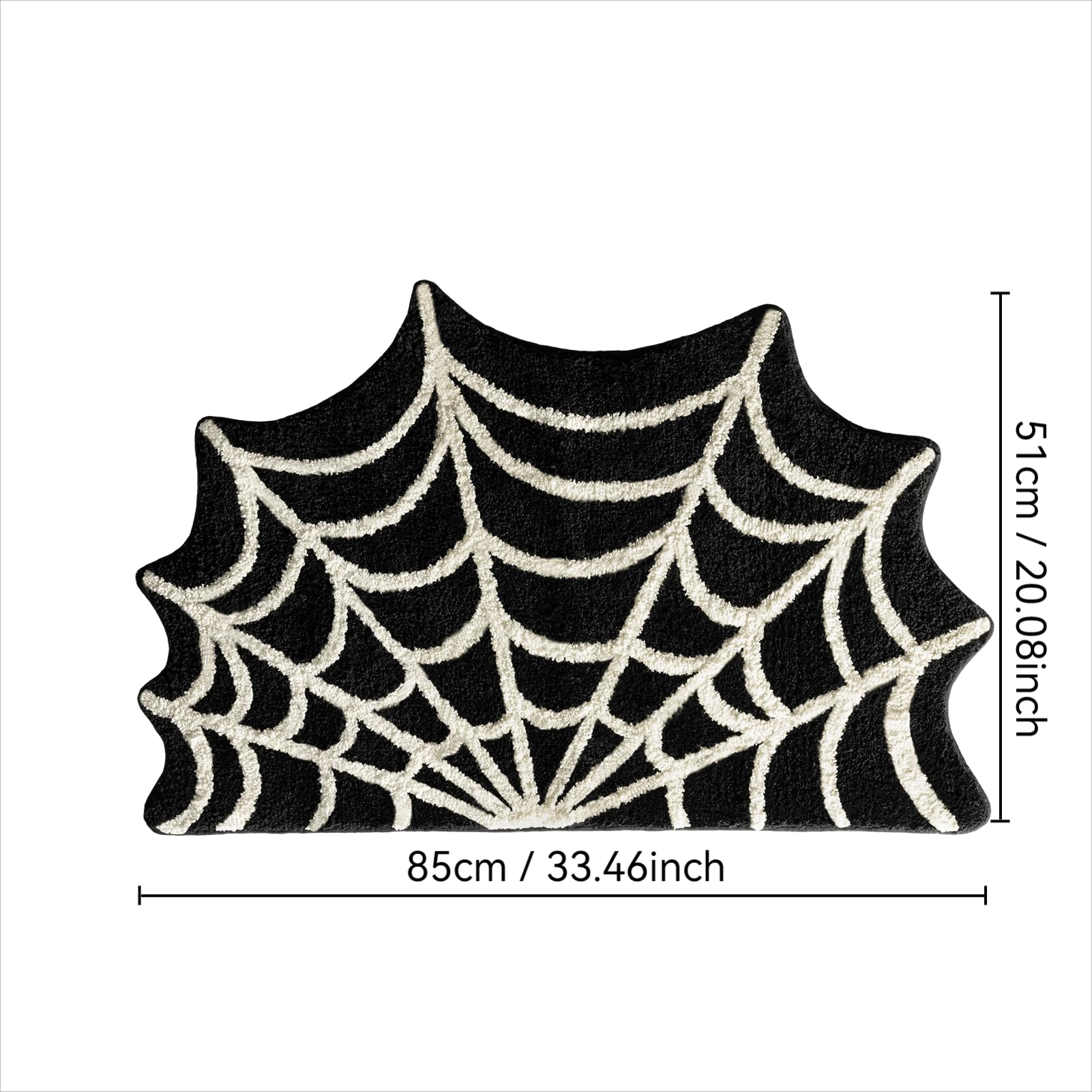 Black Spider Web Halloween Tufting Rug Funny Bathroom Decor Spooky Gothic Bath Mat Non-Slip Tufted Mat for Front Door Living