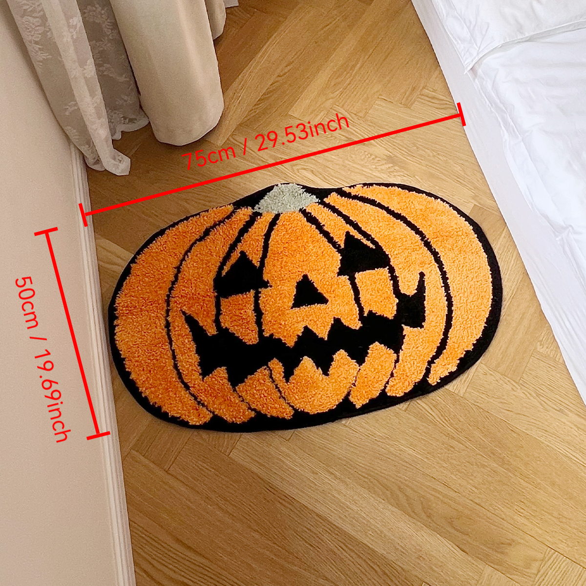 Halloween Pumpkin Tufted Rugs Bathroom Decor Non Slip Funny Cute Bath Mats For Bathroom Shower Tub Washable Absorbent Carpet