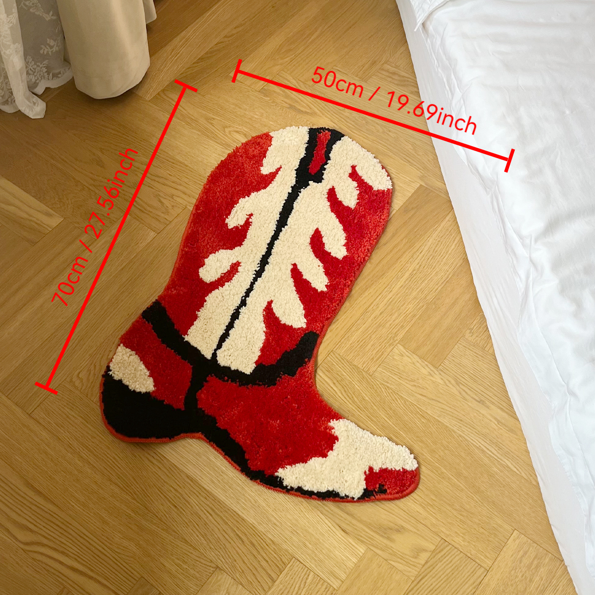 Cartoon Shoes Flocking Rug Cowboy Boots Shape Tufted Rug Home Decor Custom Housewarming Mat Non-slip Decoration Carpet Gift