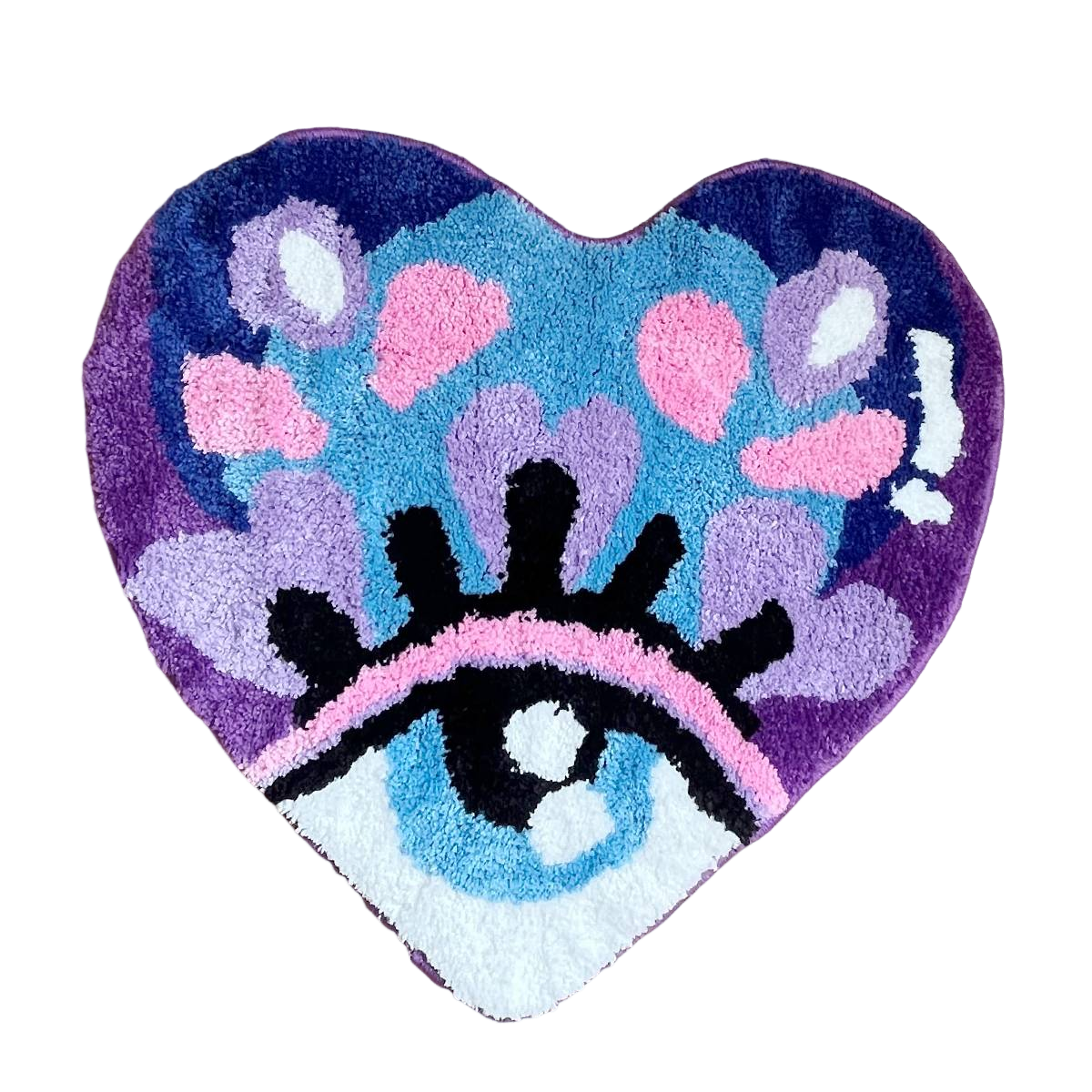 Purple Love Eye Kawaii Floor Tufted Rug Cartoon Living Room Rug Heart Shaped Doormat Bathroom Carpet Water Absorption Anti Slip